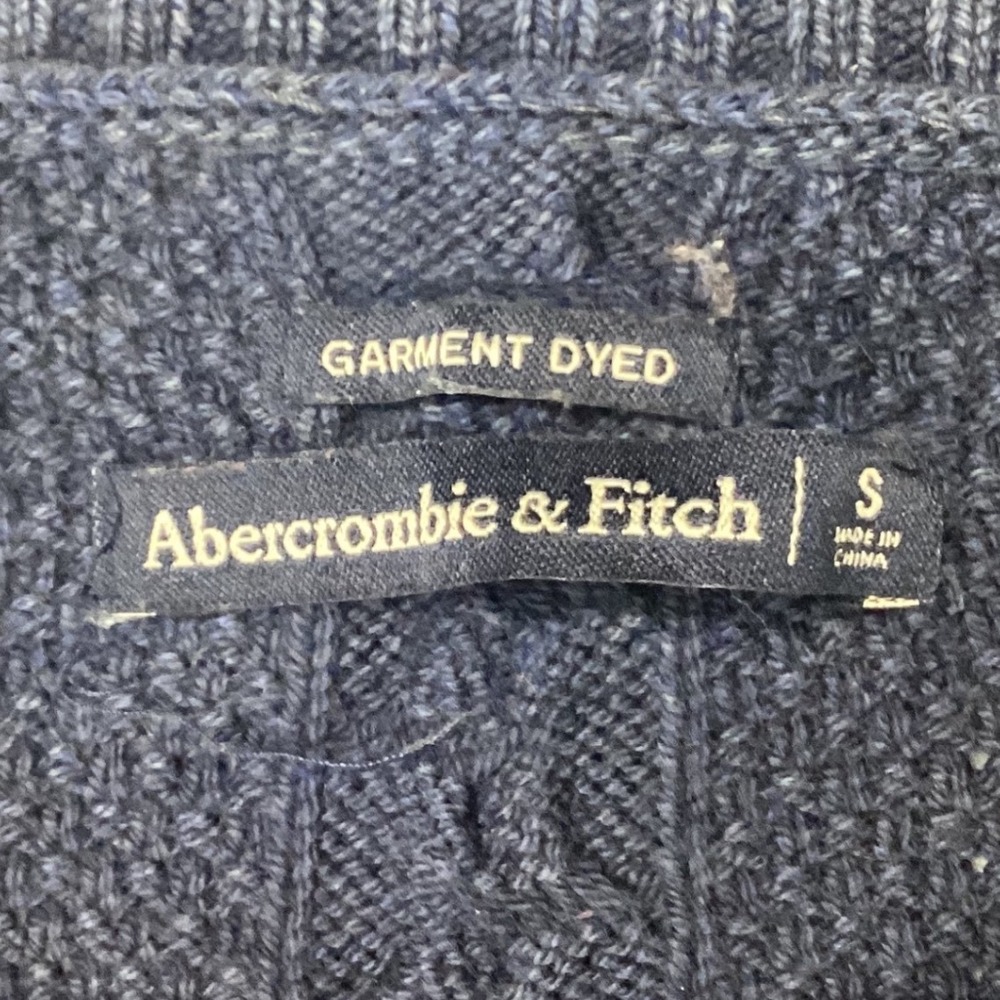 Abercrombie Fitch Cable Knit Sweater Dress Navy Blue Garment Dyed Size S - Picture 2 of 7